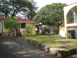 Courtyard with cabin, triplex and cook house